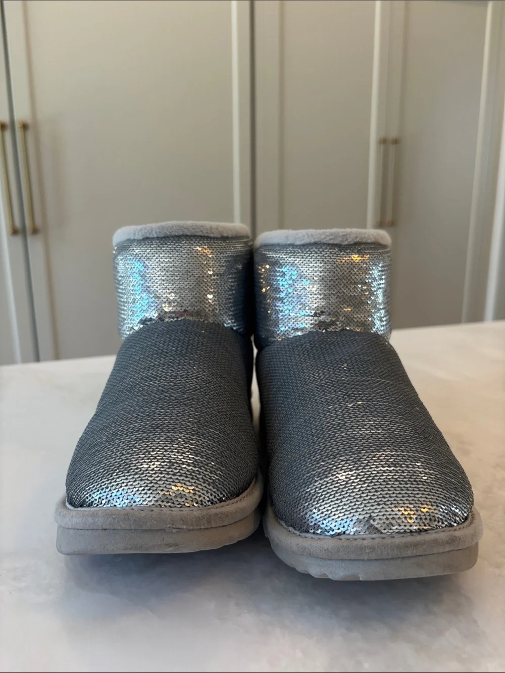 UGG Kids Classic Mini Silver Boot, Size 3